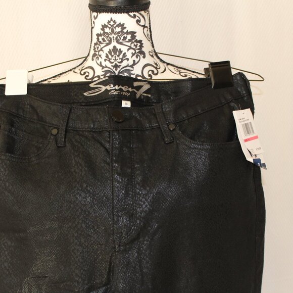 BIG SALE JEANS Seven7 Coated Skinny Faux Leather Black Viper Size 14 30” NWT's - Picture 5 of 16